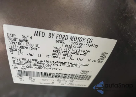 2015 Ford Explorer Xlt z USA, uszkodzony, nr VIN 1FM5K7D80FGA08202